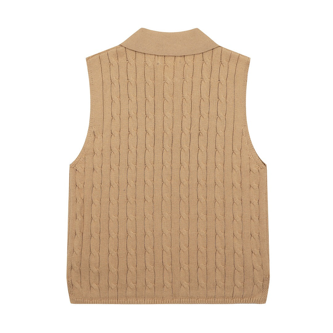 Ralph Lauren Polo Collar Knit Vest - Polo Yaka Triko Yelek