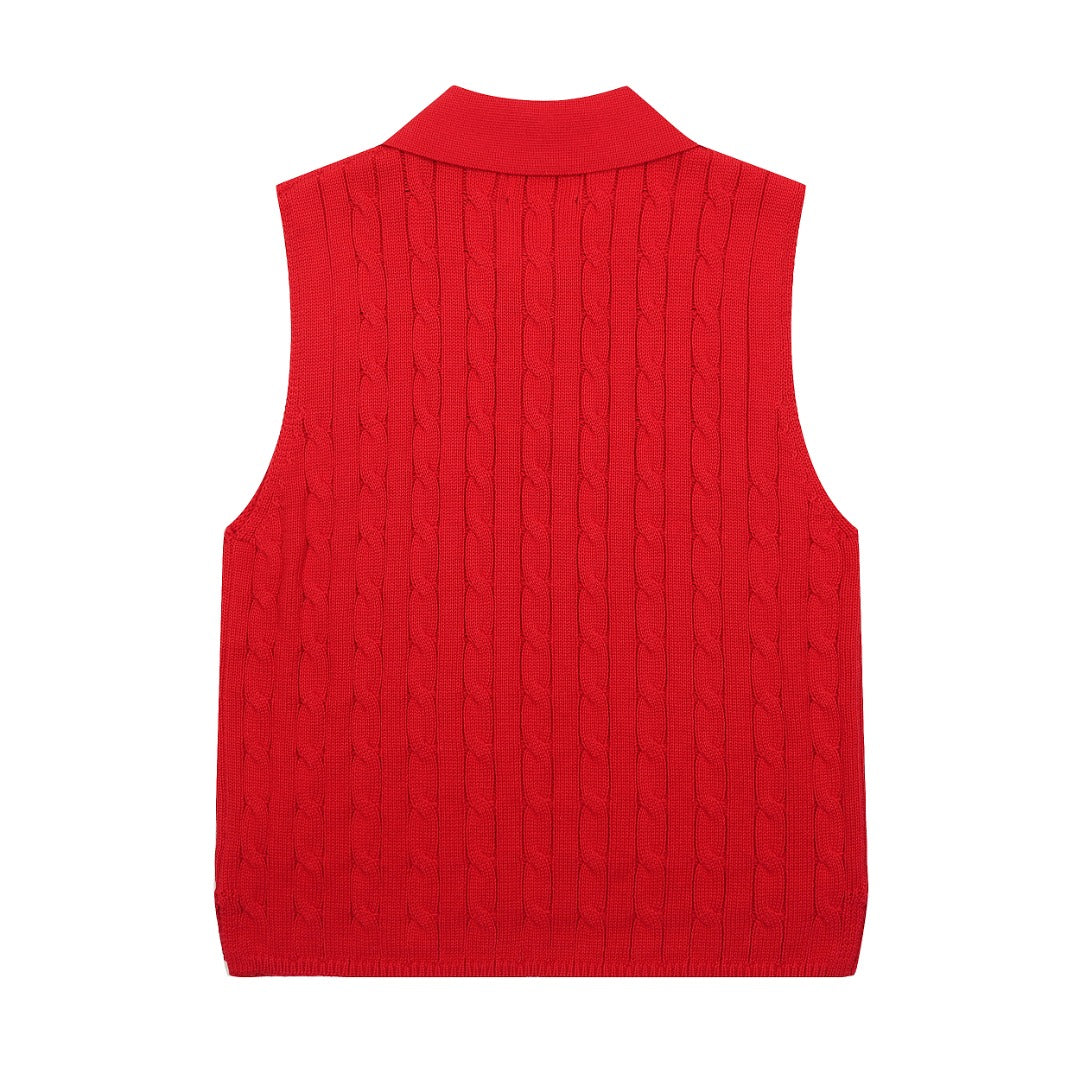 Ralph Lauren Polo Collar Knit Vest - Polo Yaka Triko Yelek