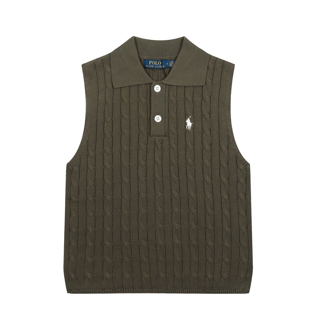 Ralph Lauren Polo Collar Knit Vest - Polo Yaka Triko Yelek