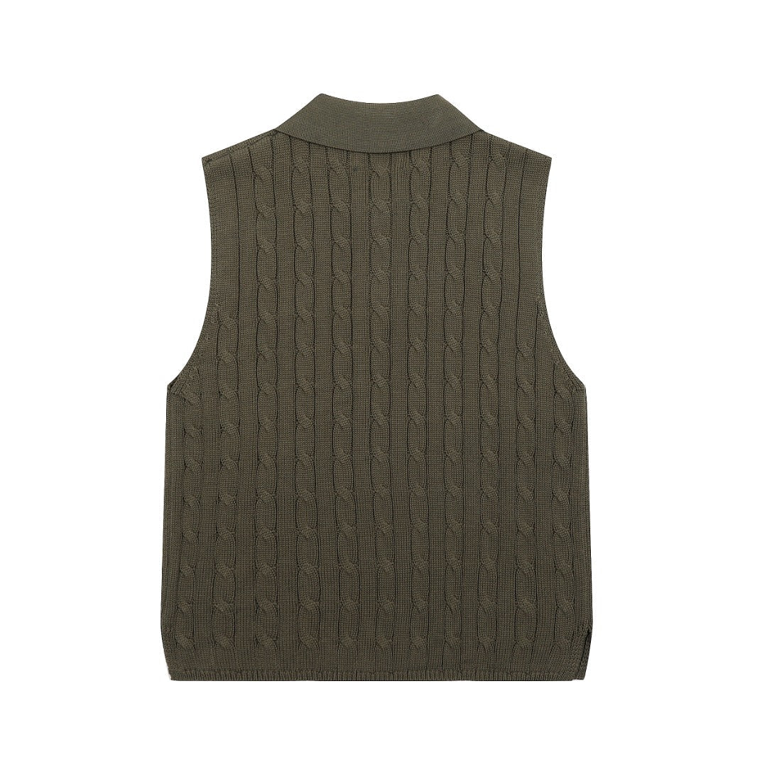 Ralph Lauren Polo Collar Knit Vest - Polo Yaka Triko Yelek