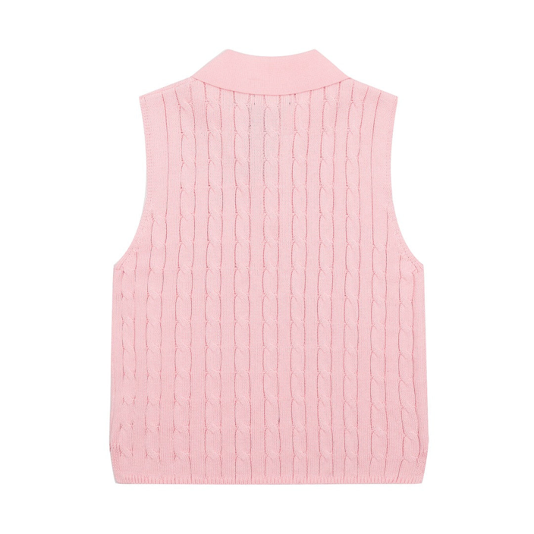 Ralph Lauren Polo Collar Knit Vest - Polo Yaka Triko Yelek