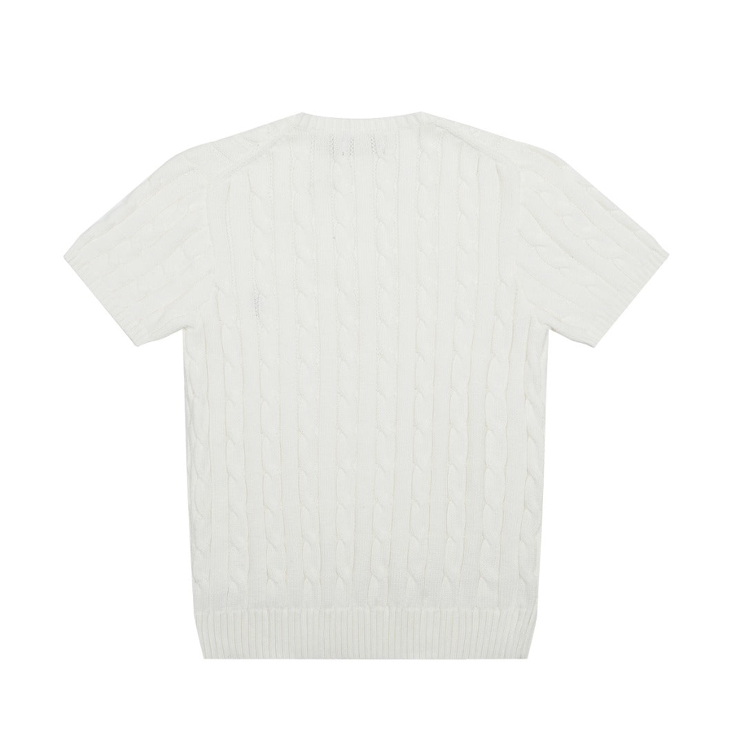 Ralph Lauren V Yaka Saç Örgülü Kısa Kollu Kazak – DS029