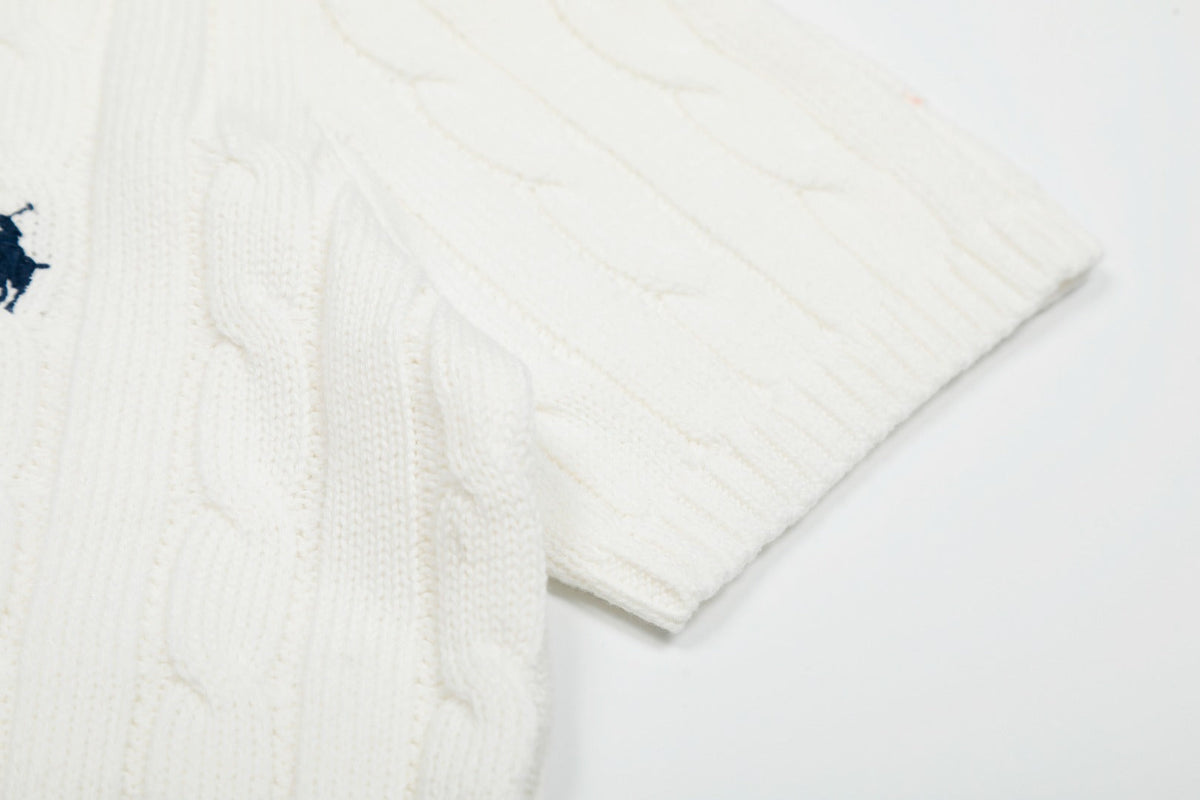 Ralph Lauren V-Neck Cable Knit Short Sleeve Sweater – DS029