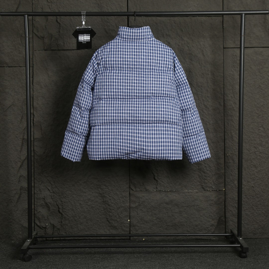 R. Lauren Men Blue Check Puffer Jacket