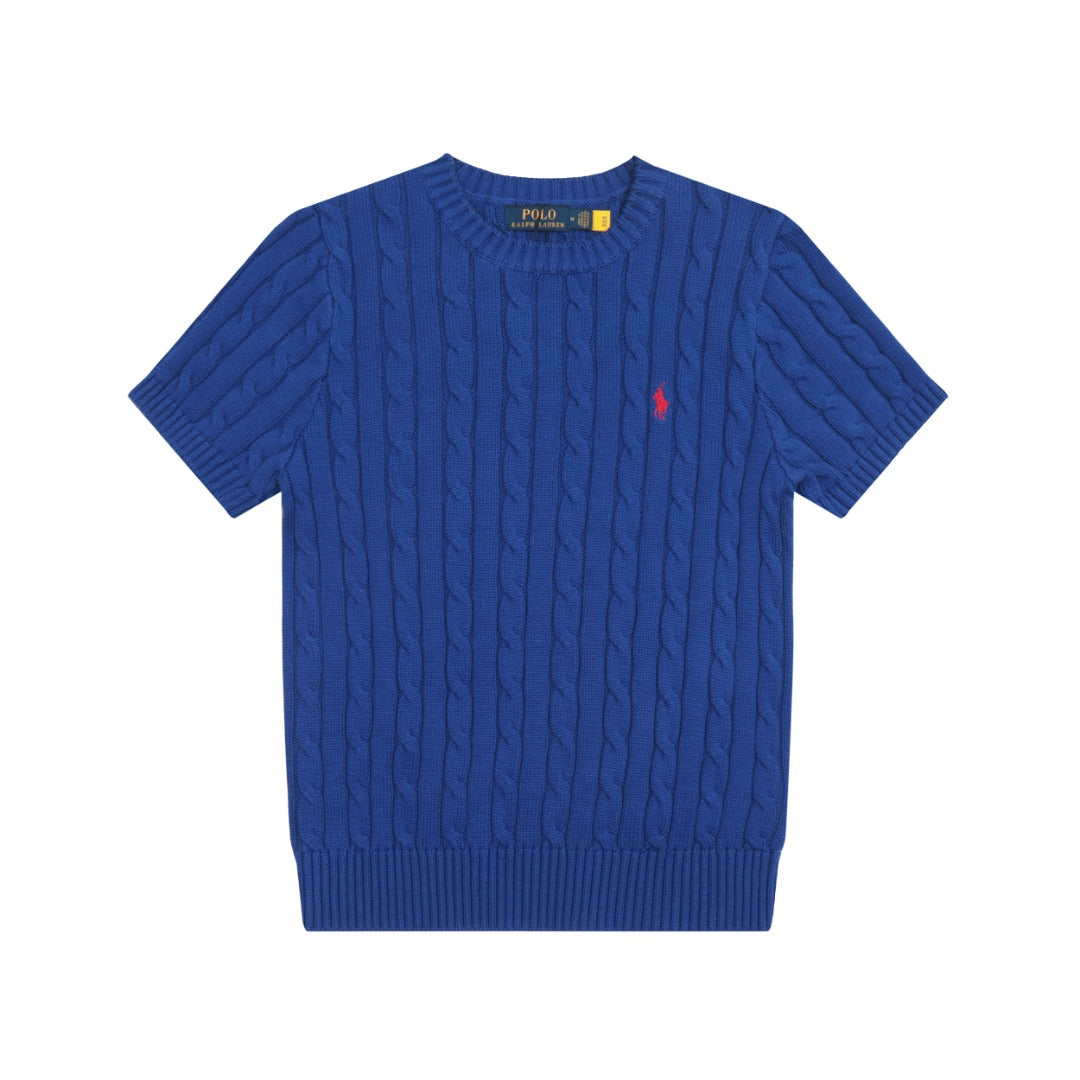 Ralph Lauren Kablo Örgü Kısa Kollu Pamuklu Süveter