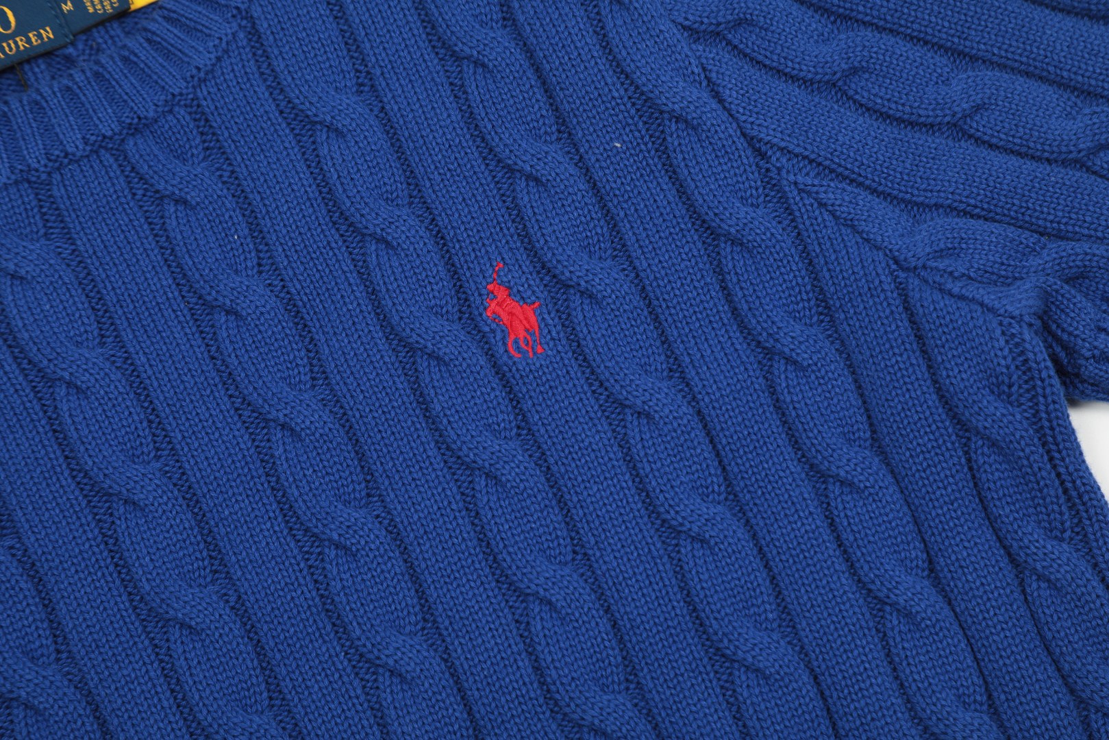Ralph Lauren Kablo Örgü Kısa Kollu Pamuklu Süveter