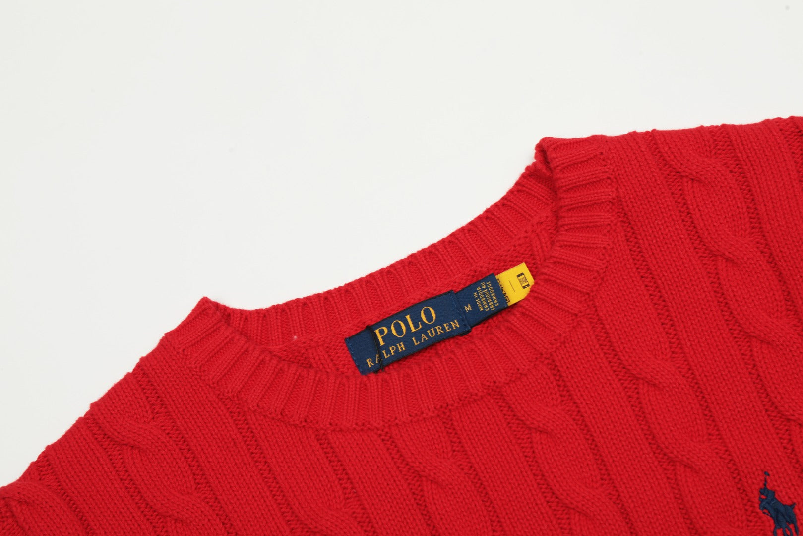 Ralph Lauren Saç Örgüsü Desenli Kısa Kollu Pamuklu Süveter