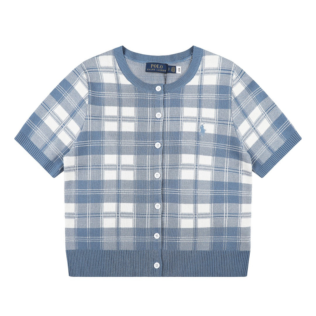 Ralph Lauren Plaid Cotton Cardigan & Skirt Set