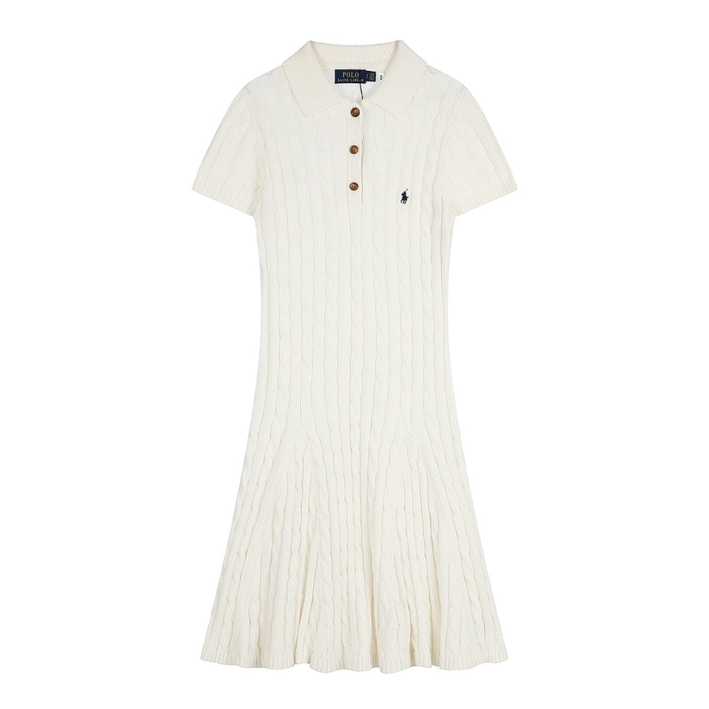 Ralph Lauren Cable-Knit Cotton Short-Sleeve Dress