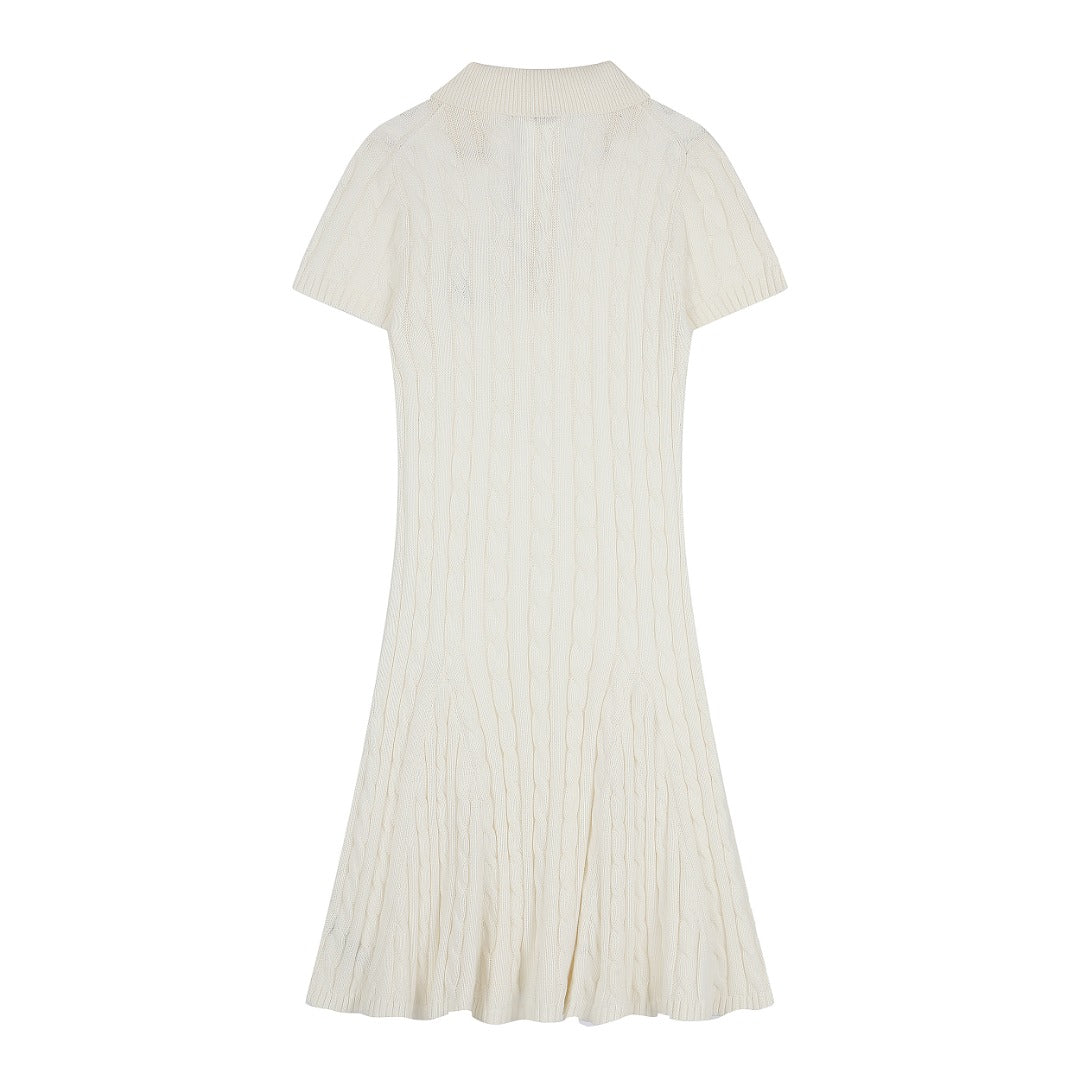 Ralph Lauren Cable-Knit Cotton Short-Sleeve Dress