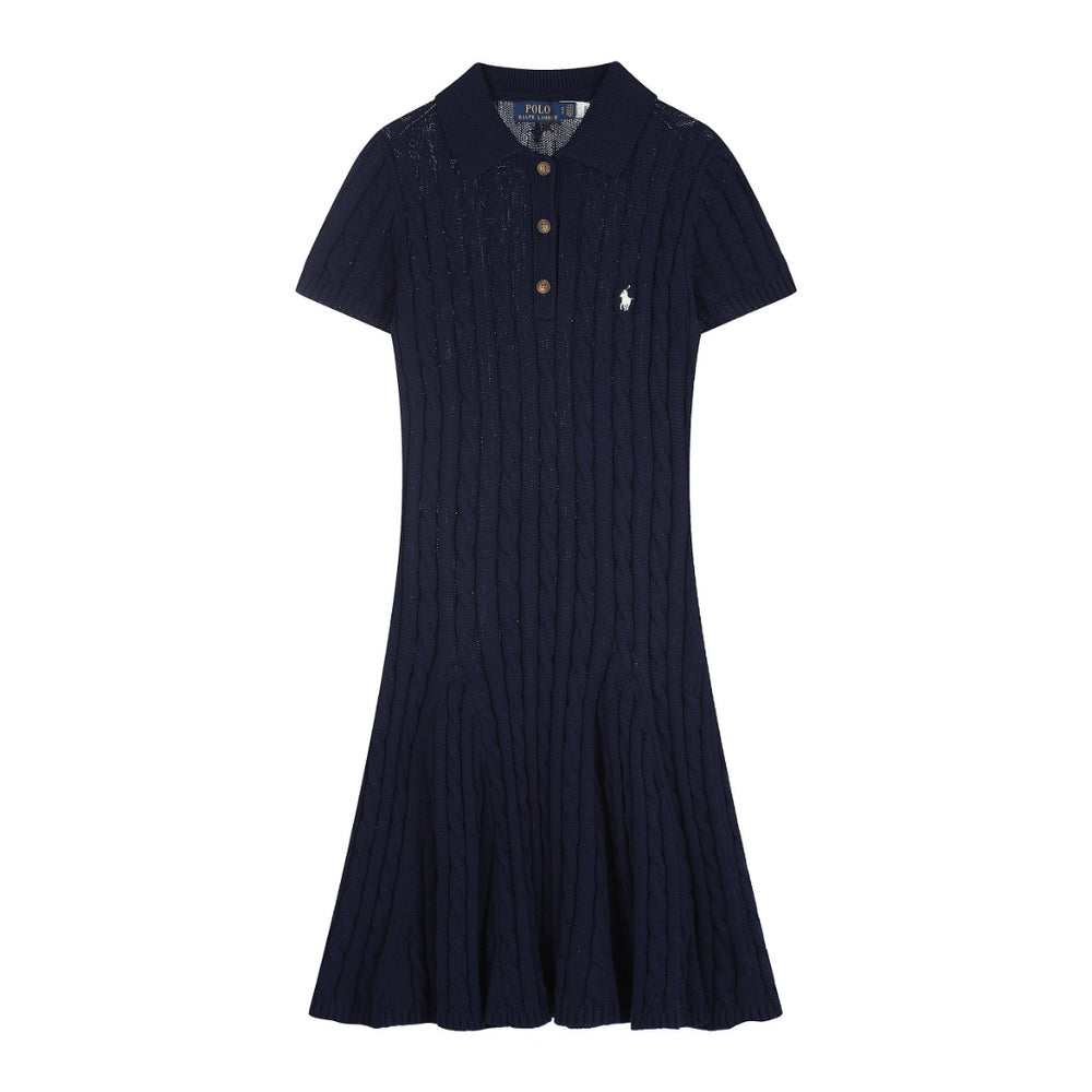 Ralph Lauren Cable-Knit Cotton Short-Sleeve Dress