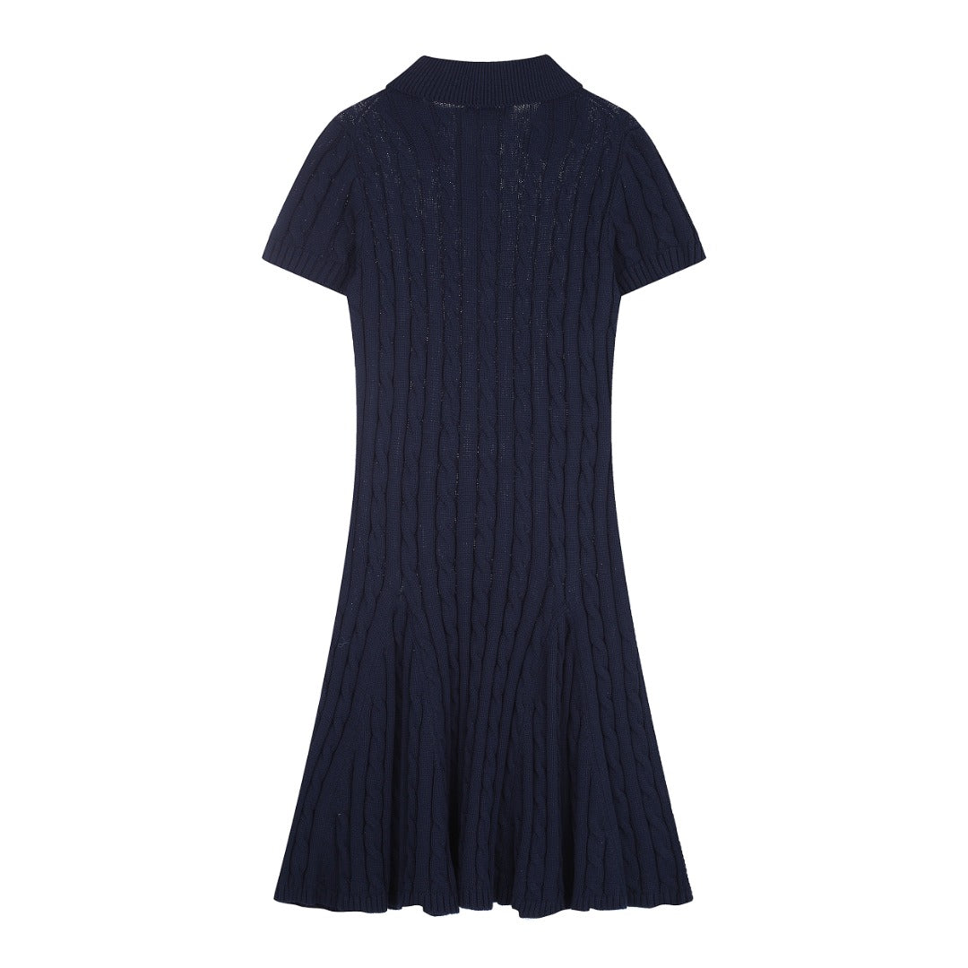 Ralph Lauren Cable-Knit Cotton Short-Sleeve Dress