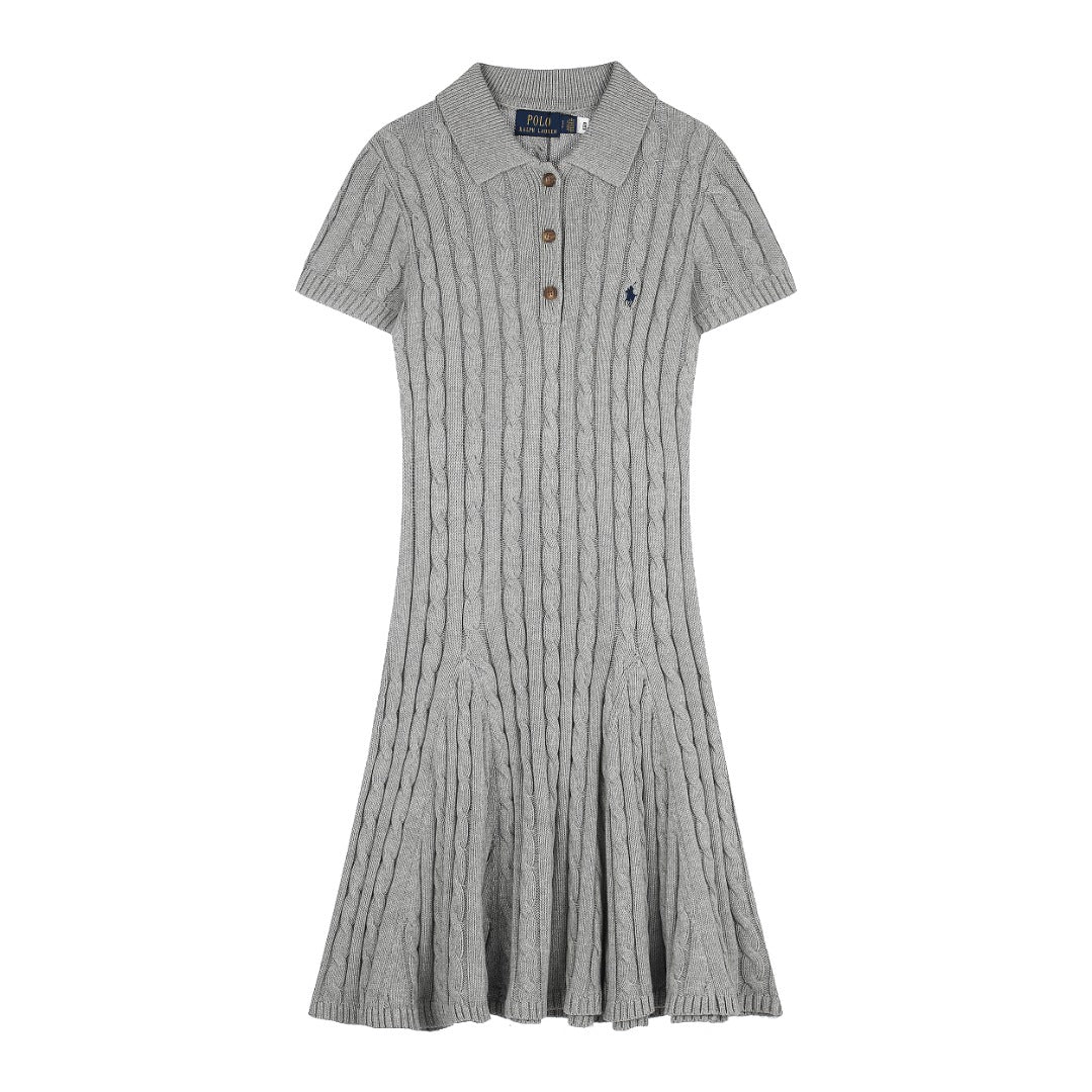 Ralph Lauren Cable-Knit Cotton Short-Sleeve Dress