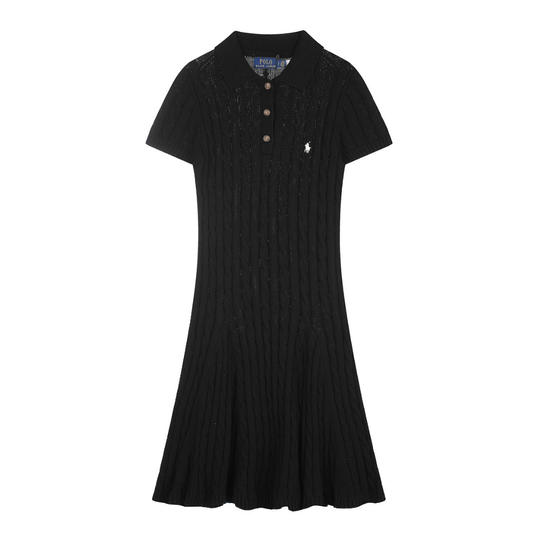 Ralph Lauren Cable-Knit Cotton Short-Sleeve Dress
