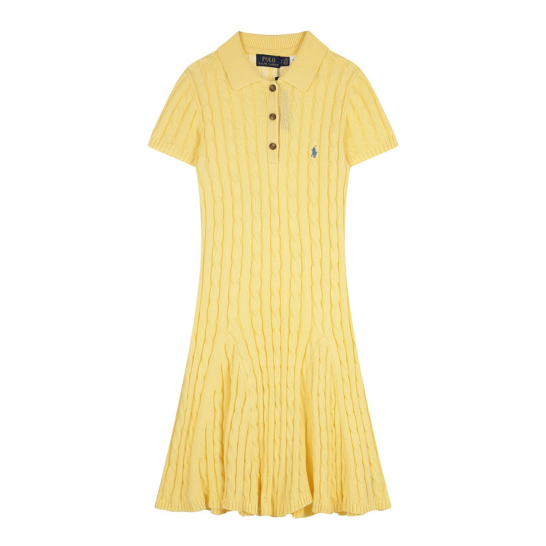 Ralph Lauren Cable-Knit Cotton Short-Sleeve Dress