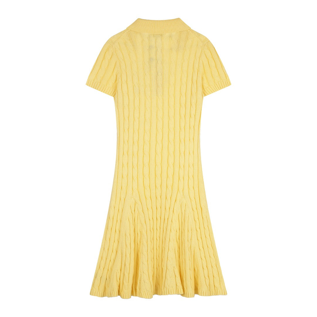 Ralph Lauren Cable-Knit Cotton Short-Sleeve Dress