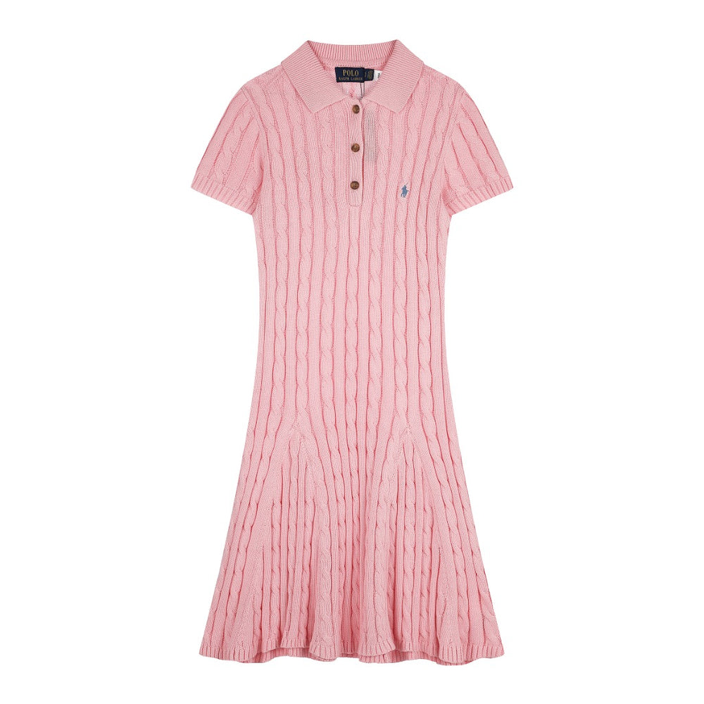 Ralph Lauren Cable-Knit Cotton Short-Sleeve Dress