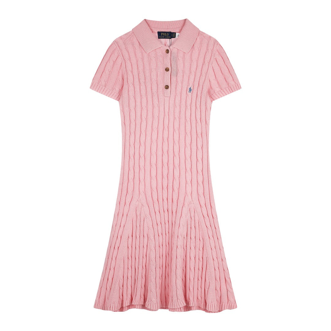 Ralph Lauren Cable-Knit Cotton Short-Sleeve Dress