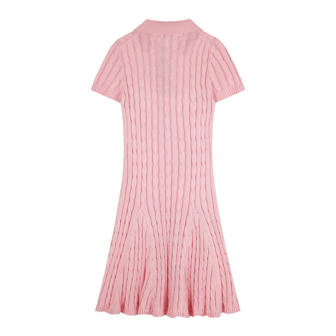 Ralph Lauren Cable-Knit Cotton Short-Sleeve Dress