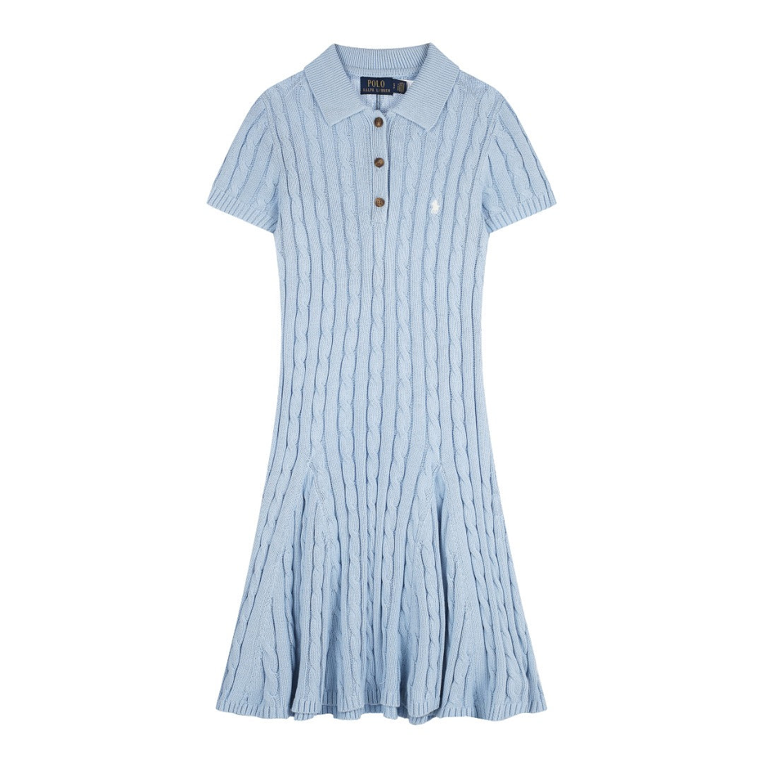 Ralph Lauren Cable-Knit Cotton Short-Sleeve Dress