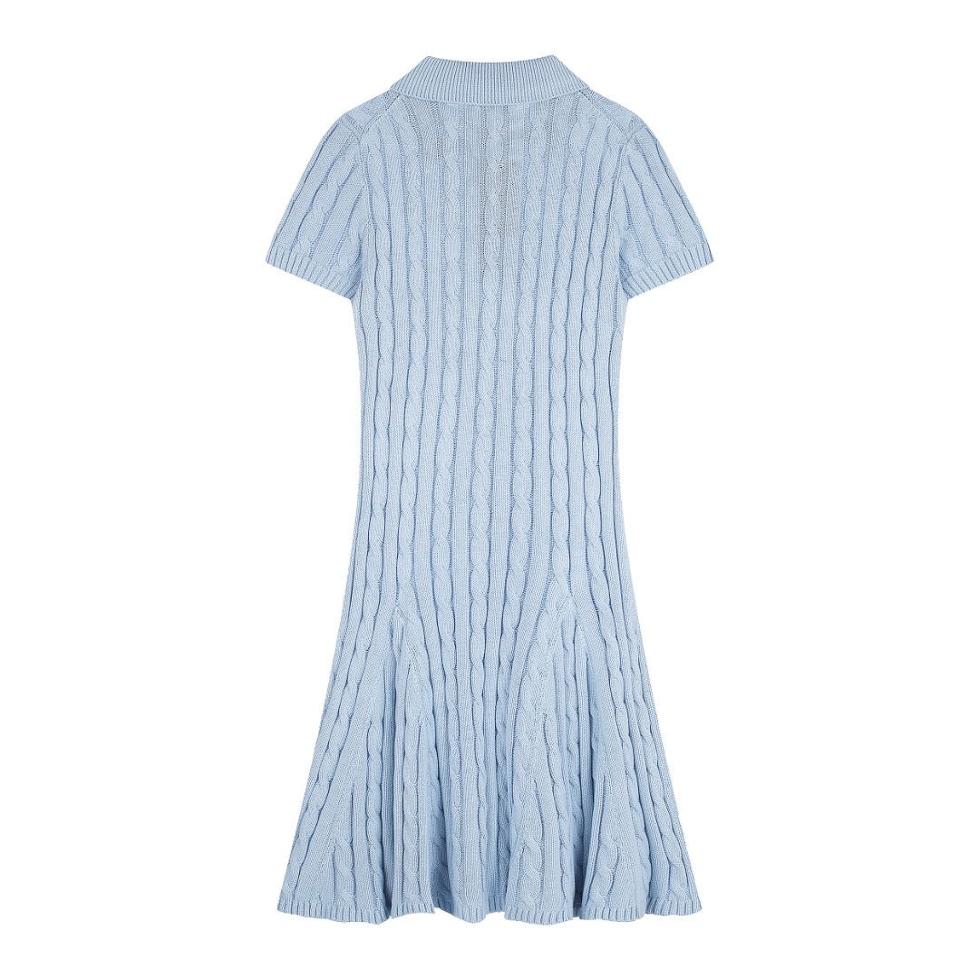 Ralph Lauren Cable-Knit Cotton Short-Sleeve Dress