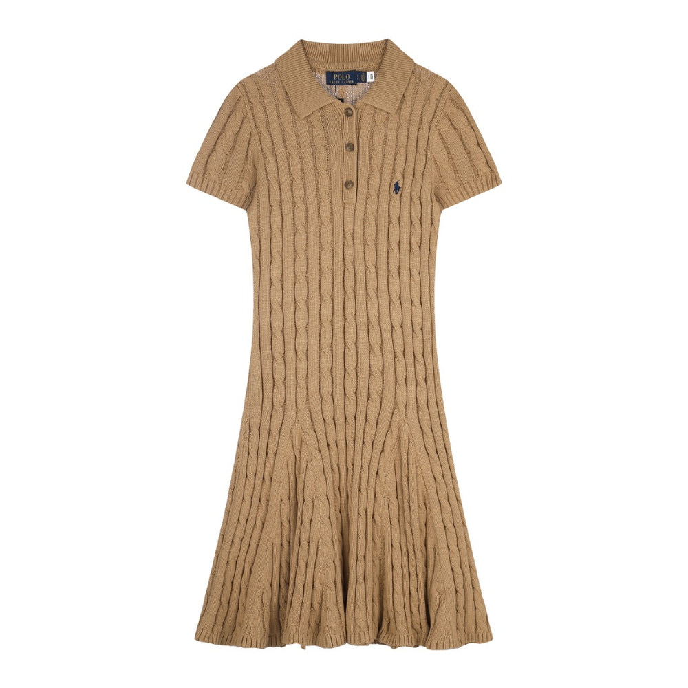 Ralph Lauren Cable-Knit Cotton Short-Sleeve Dress