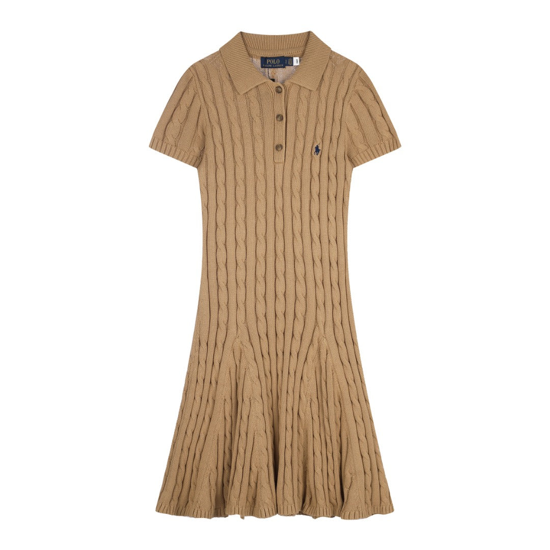 Ralph Lauren Cable-Knit Cotton Short-Sleeve Dress