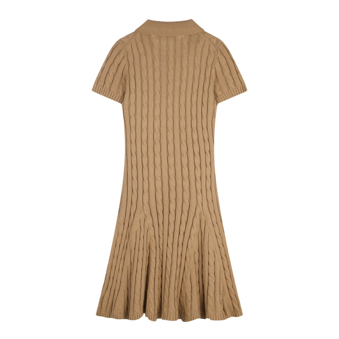 Ralph Lauren Cable-Knit Cotton Short-Sleeve Dress
