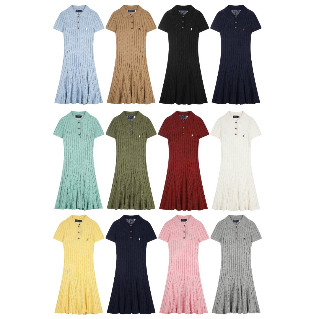 Ralph Lauren Cable-Knit Cotton Short-Sleeve Dress