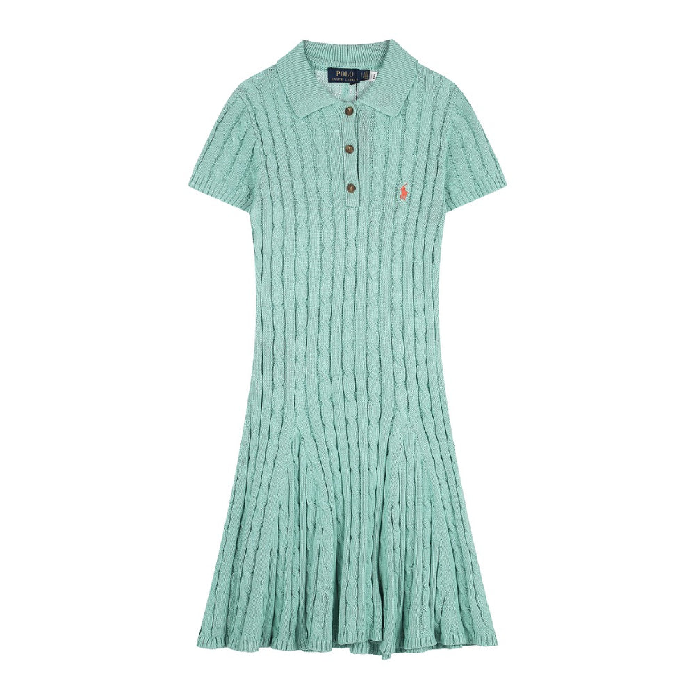 Ralph Lauren Cable-Knit Cotton Short-Sleeve Dress