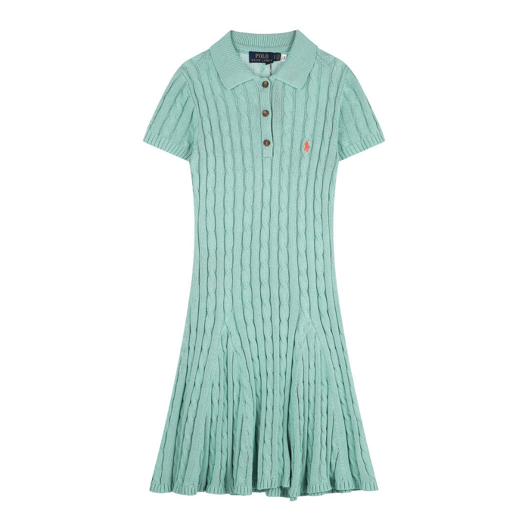 Ralph Lauren Cable-Knit Cotton Short-Sleeve Dress