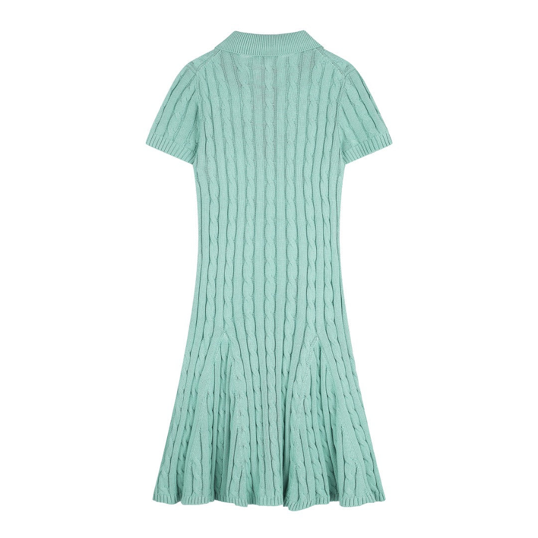 Ralph Lauren Cable-Knit Cotton Short-Sleeve Dress