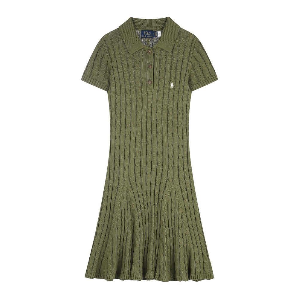 Ralph Lauren Cable-Knit Cotton Short-Sleeve Dress