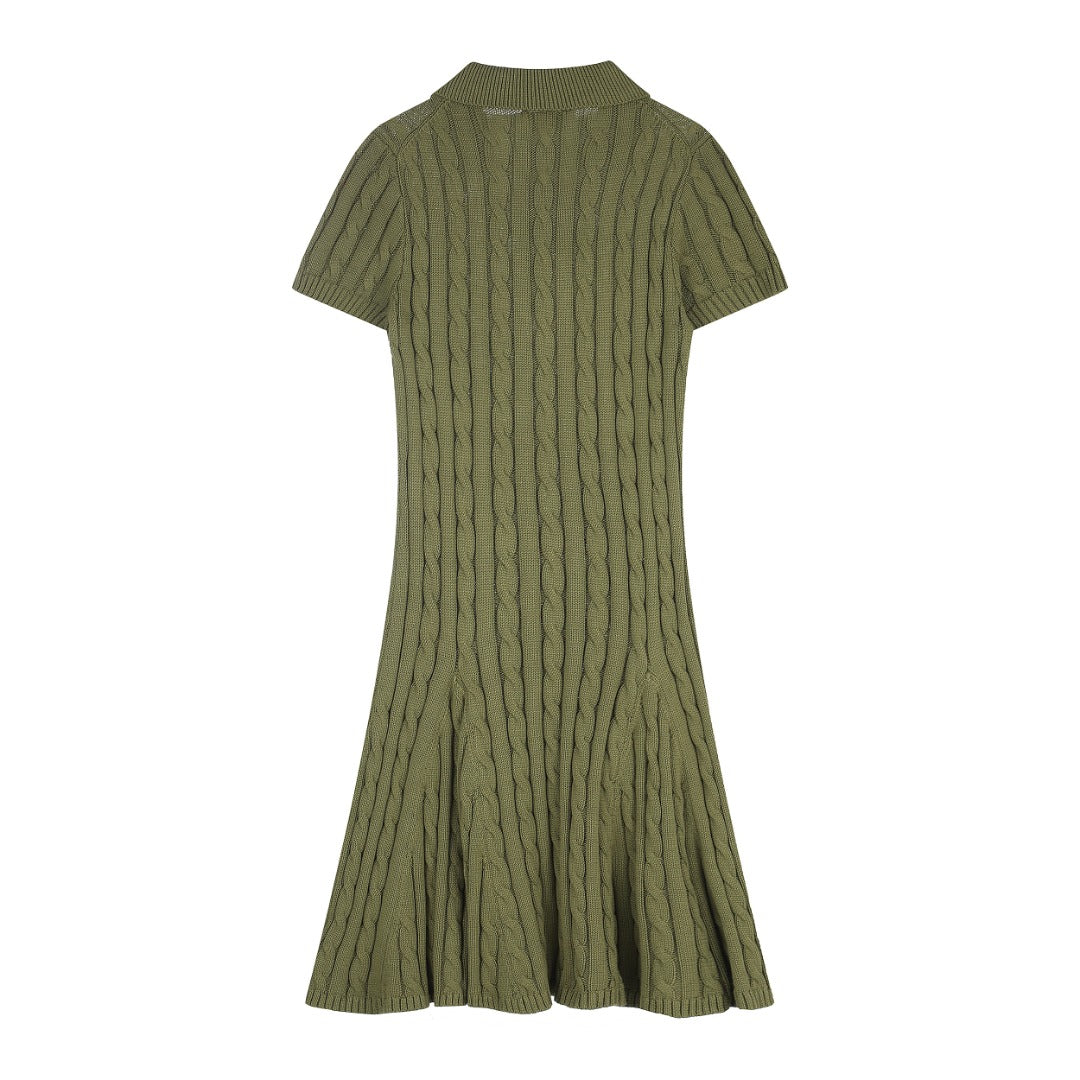 Ralph Lauren Cable-Knit Cotton Short-Sleeve Dress