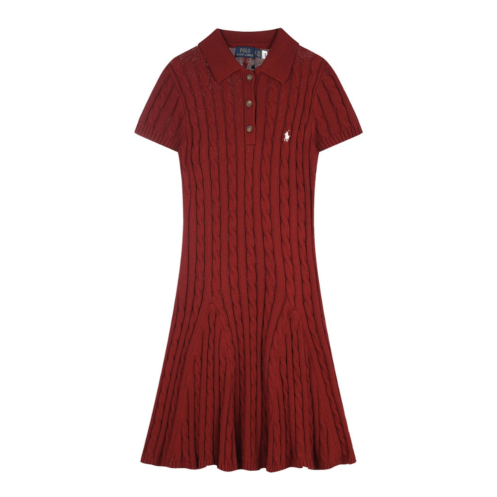 Ralph Lauren Cable-Knit Cotton Short-Sleeve Dress