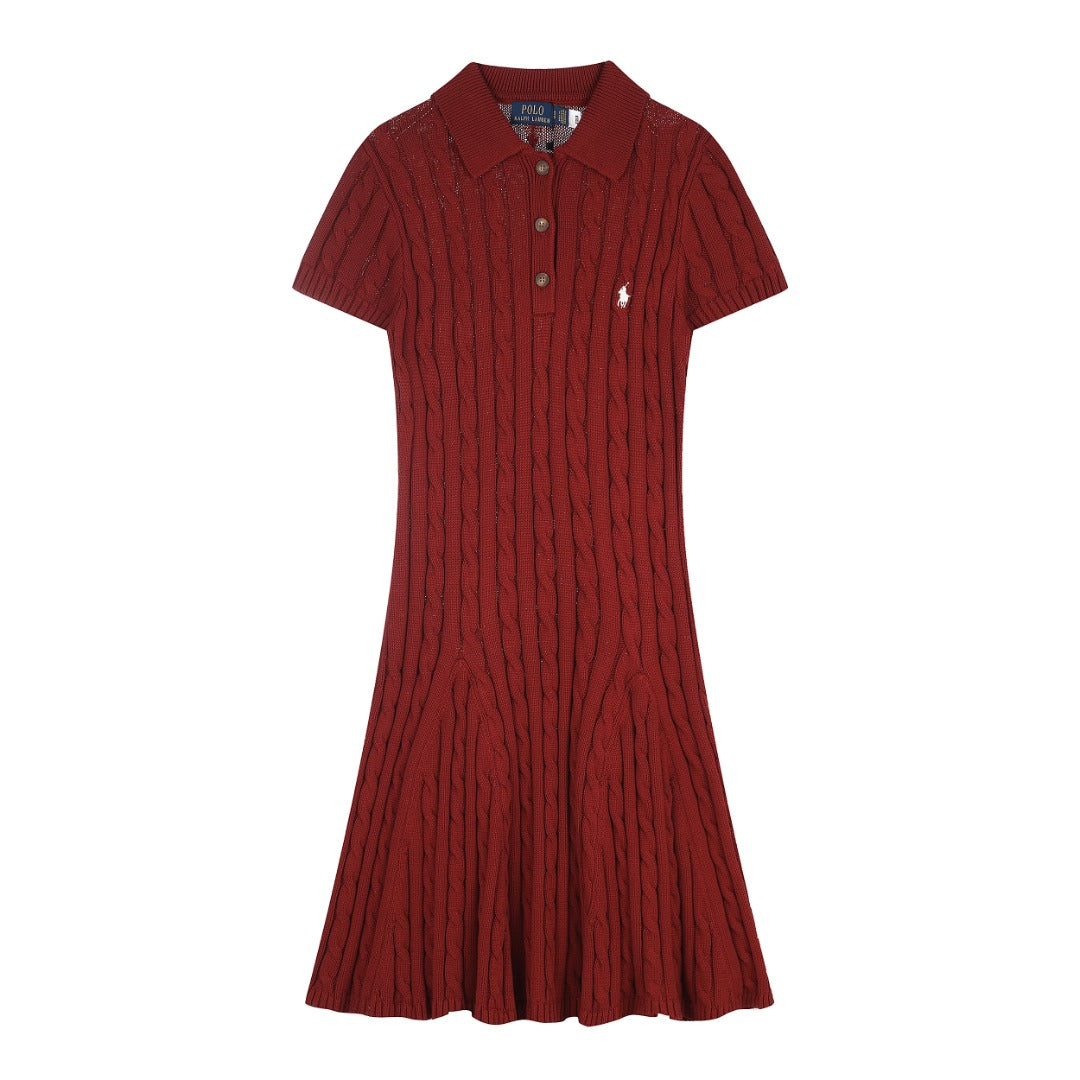 Ralph Lauren Cable-Knit Cotton Short-Sleeve Dress