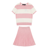 Ralph Lauren Striped Knit Top & Pleated Skirt Set