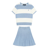 Ralph Lauren Striped Knit Top & Pleated Skirt Set