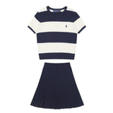 Ralph Lauren Striped Knit Top & Pleated Skirt Set