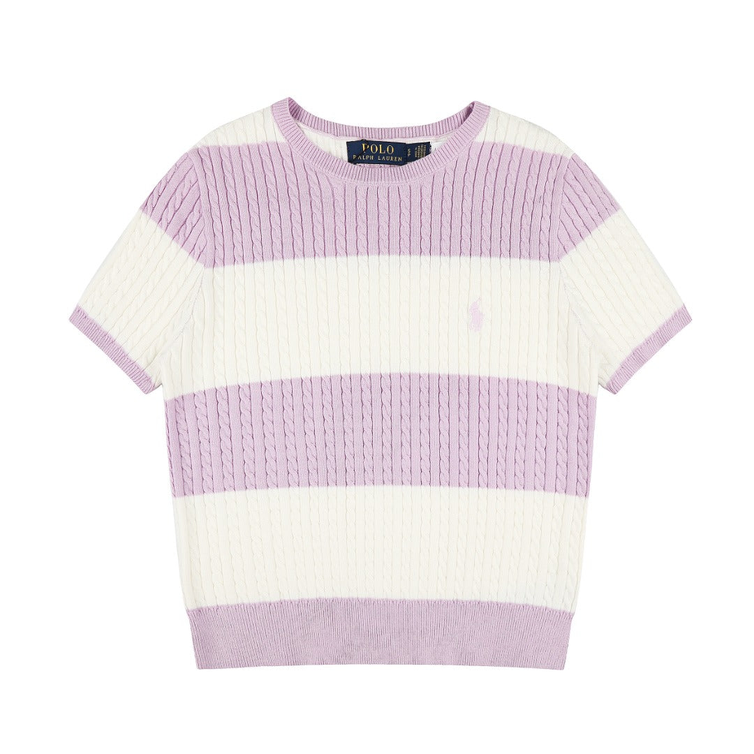 Ralph Lauren Striped Knit Top & Pleated Skirt Set