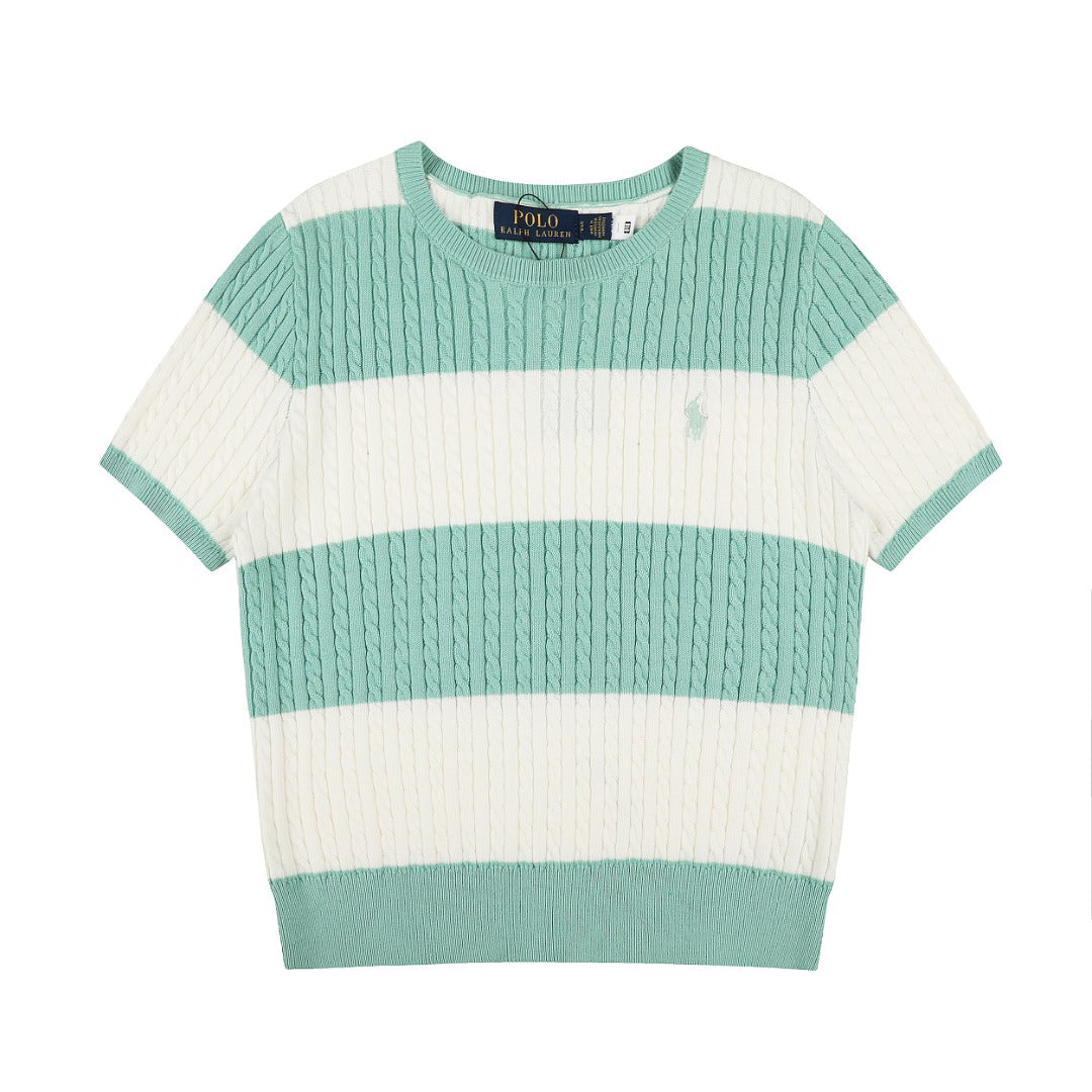 Ralph Lauren Striped Knit Top & Pleated Skirt Set