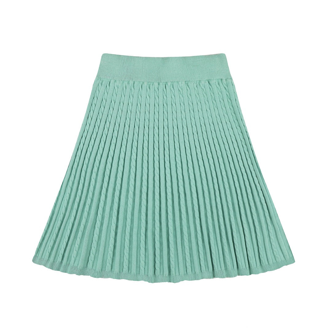 Ralph Lauren Striped Knit Top & Pleated Skirt Set