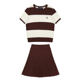 Ralph Lauren Striped Knit Top & Pleated Skirt Set