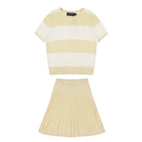 Ralph Lauren Striped Knit Top & Pleated Skirt Set