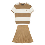 Ralph Lauren Striped Knit Top & Pleated Skirt Set