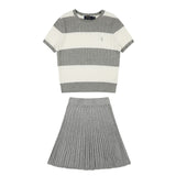 Ralph Lauren Striped Knit Top & Pleated Skirt Set