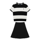 Ralph Lauren Striped Knit Top & Pleated Skirt Set