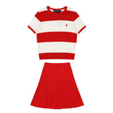 Ralph Lauren Striped Knit Top & Pleated Skirt Set
