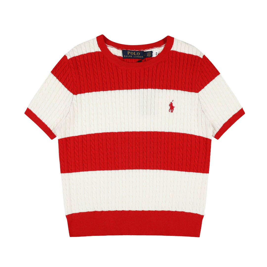 Ralph Lauren Striped Knit Top & Pleated Skirt Set