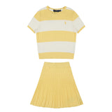 Ralph Lauren Striped Knit Top & Pleated Skirt Set